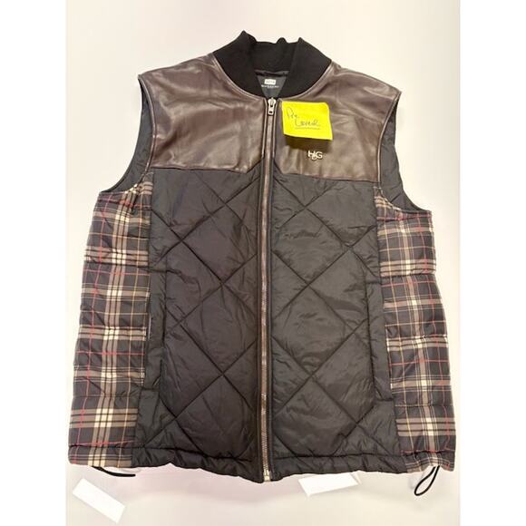 Givenchy Plaid Down Quilted Vest Full-Zip Pockets Black/Multicolor Mens Size 52 - Picture 2 of 16
